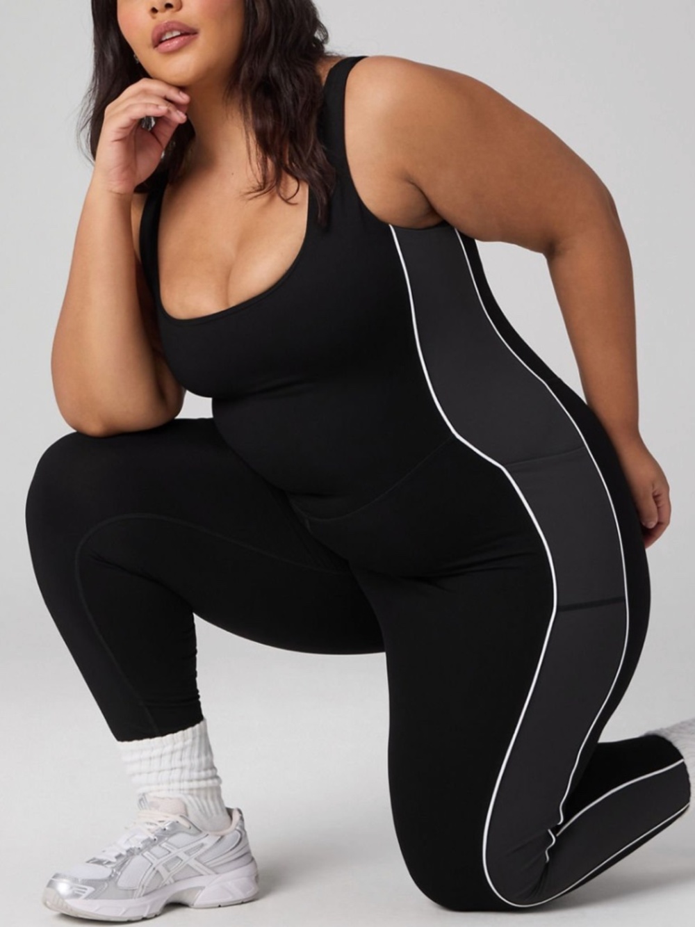 Fabletics On the Go Jumpsuit 1x- XXL Black/Midnight/Classic White